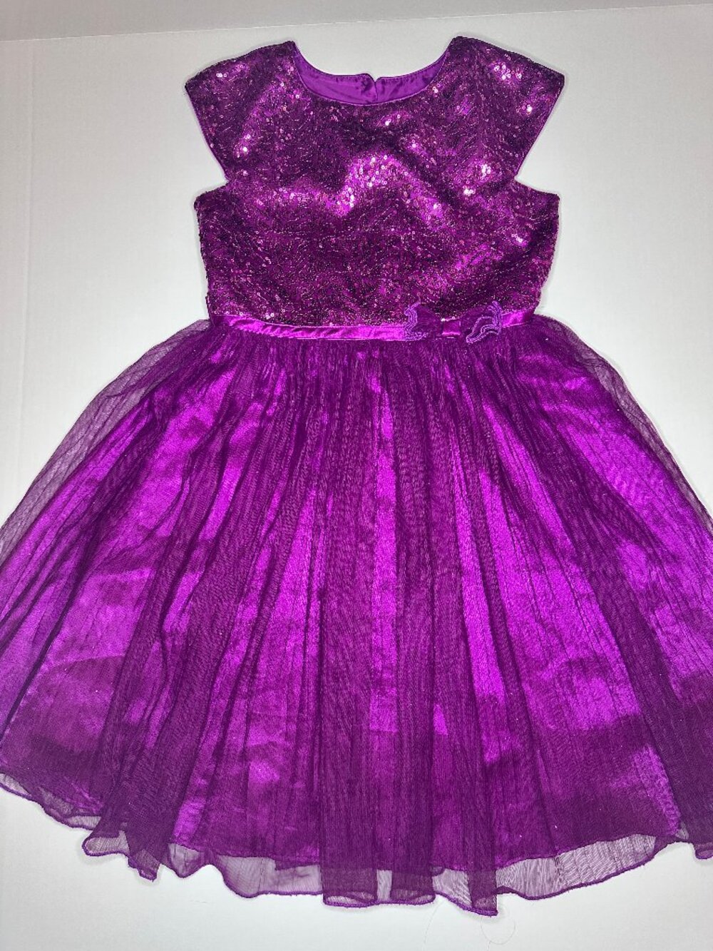 JONA MICHELLE Girls Tulle Formal dark pink fuchsia Dress Size 10 glittery! WOW!